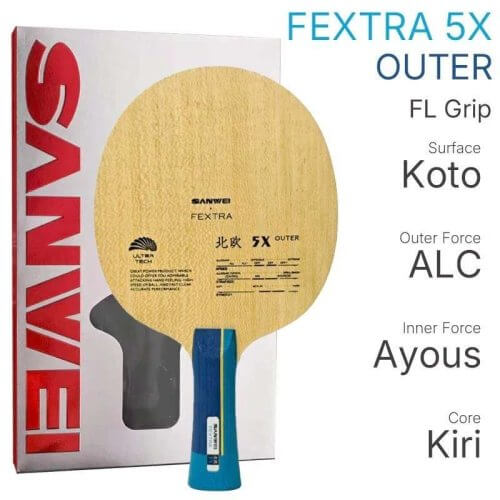 ไม้ปิงปอง Sanwei Fextra 5X Outer ALC | พลังคม ควบคุมดี เล่นมันส์ทุกลูก - ไม้ปิงปอง sanwei fextra 5x outer alc 4