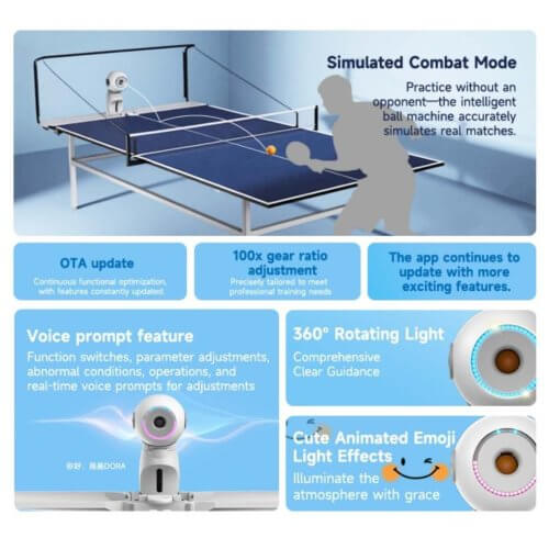 PUSUN DORA | เครื่องยิงลูกปิงปองอัจฉริยะ สั่งการผ่านมือถือ - เครื่องยิงลูกปิงปอง dora table tennis trainer 5