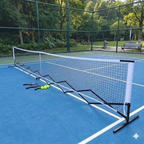 AQUA Pickleball NET ตาข่าย พิคเคิลบอล รุ่น Fast Setup ขนาดมาตรฐาน พับเก็บง่าย ติดตั้งไวใน 1 นาที - portable pickleball net wheels fast setup 3