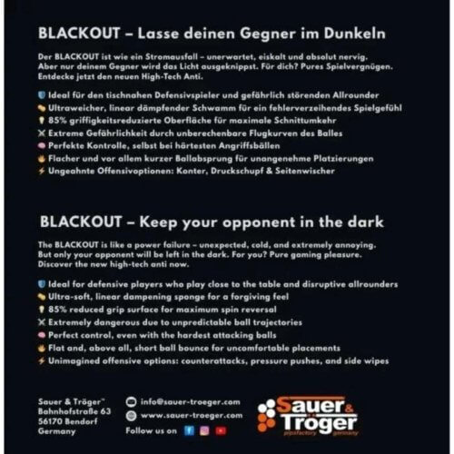 ยางปิงปอง ยางแอนตี้ Sauer & Tröger Blackout คุมอยู่ทุกสปิน บล็อกนิ่ง เกมรับป่วนขั้นสุด - ยางแอนตี้ sauer troger blackout 1
