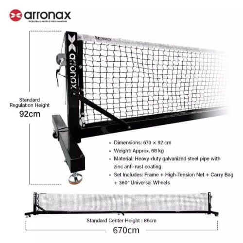 arronax tournament grade pickleball net 5 - ร้านอุปกรณ์ปิงปอง & Pickleball Pingpongmarket ARRONAX Tournament-Grade Pickleball Net เน็ตพิกเกิลบอล เกรดแข่งขัน โครงเหล็กกันสนิม พร้อมล้อล็อก - arronax tournament grade pickleball net 5